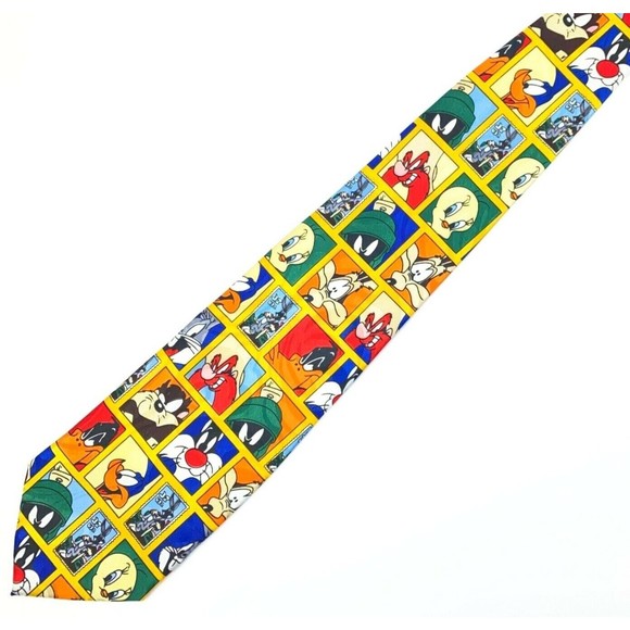 LOONEY TUNES Tie Daffy Duck Bugs Bunny Teetwy Silvester Marvin Taz Silk Necktie - Picture 6 of 11